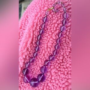 Western Germany Purple lucite Round Bead Necklace